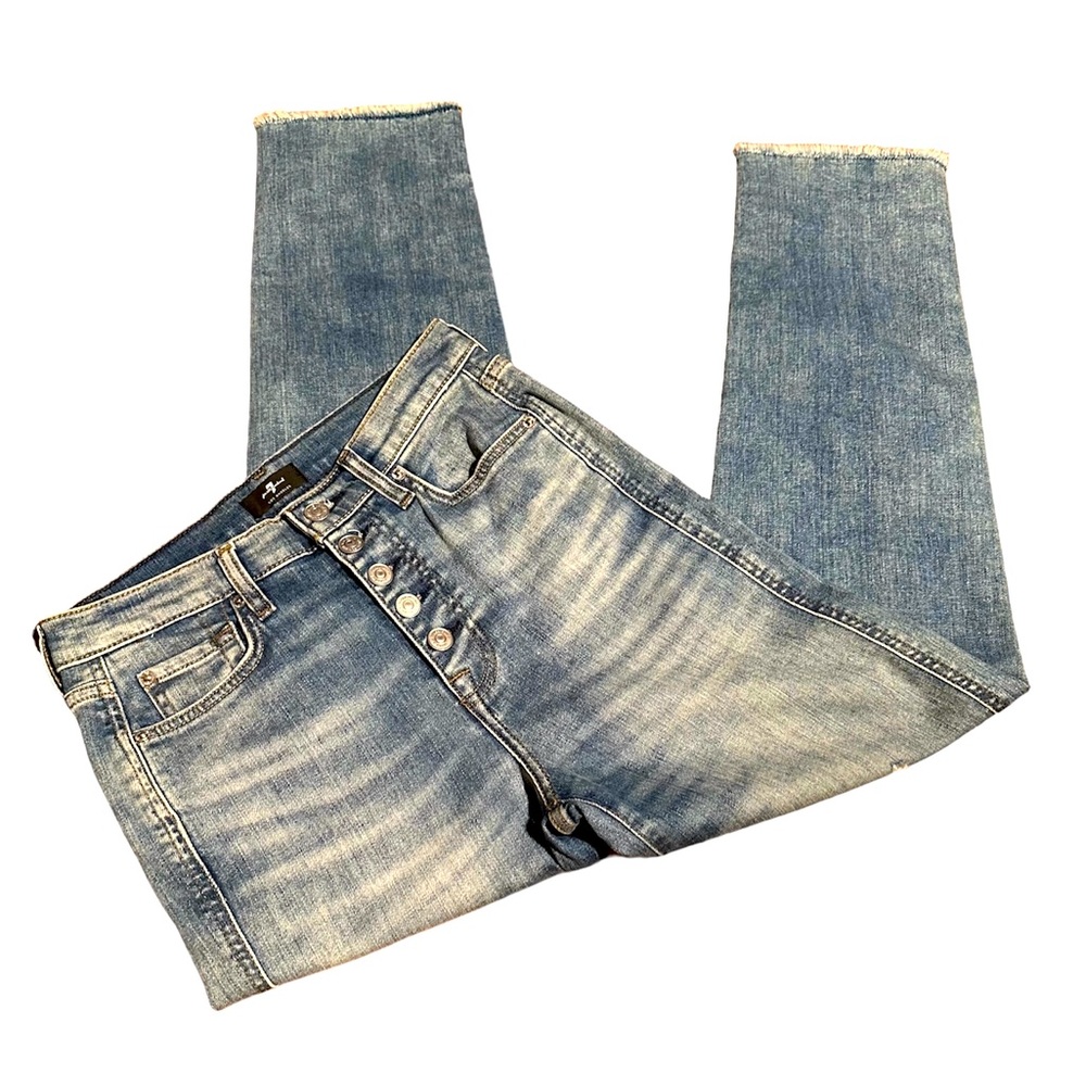7 for all mankind High Waist Cropped Straight Buttonfly Jeans